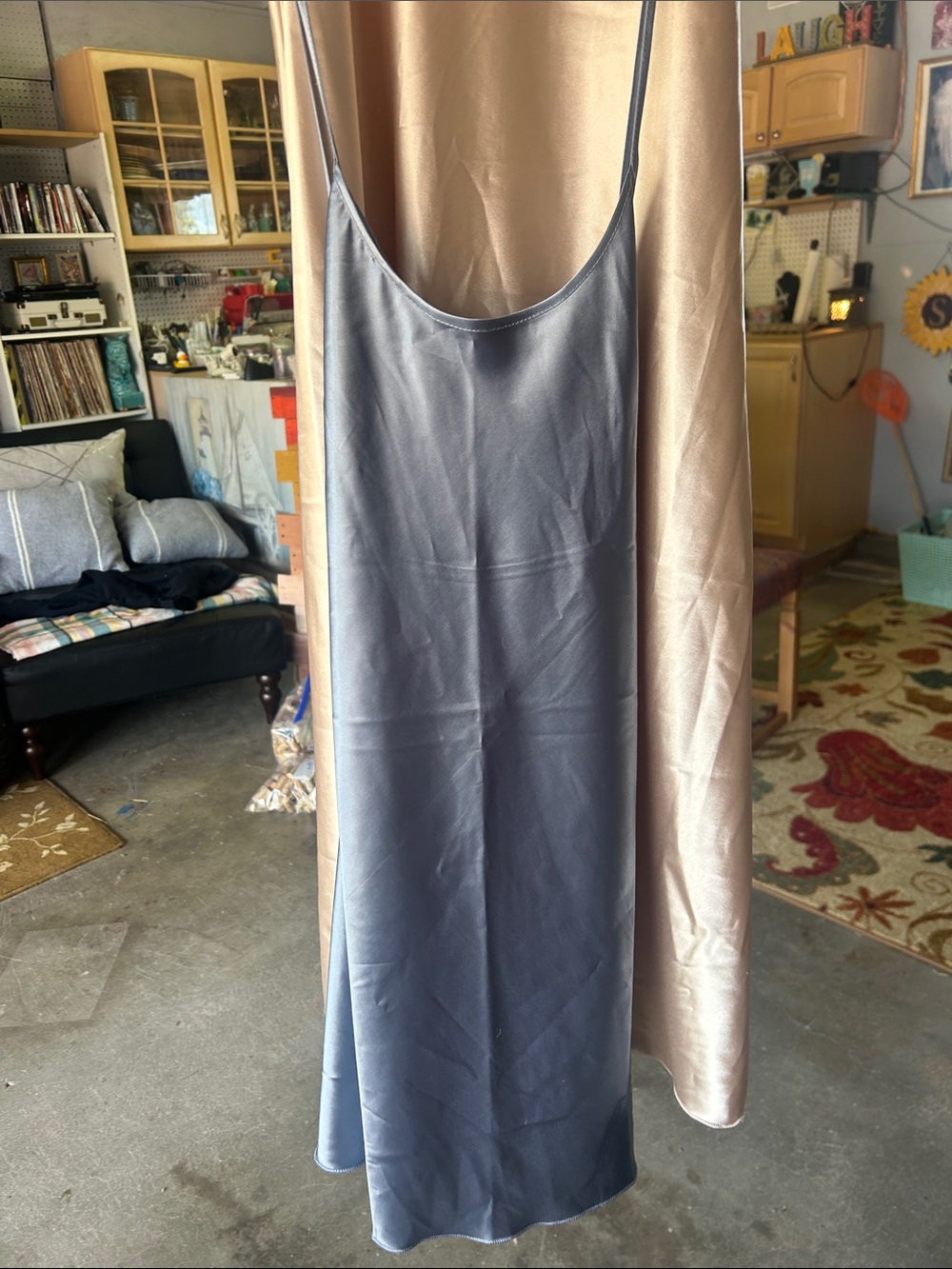 3 Silky Satin Like Chemise - Hot Pink, Steel Grey and Champagne. - Picture 3 of 11